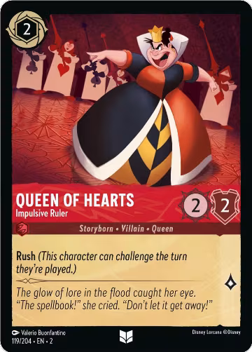 Queen of Hearts - Impulsive Ruler (119/204), Rise of the Floodborn — Lorcana card price