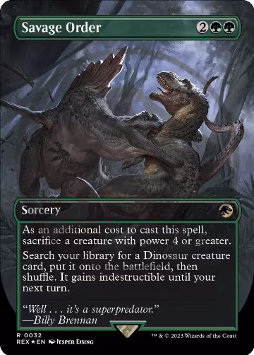 Savage Order (Borderless) (Emblem) (32), Universes Beyond: Jurassic World Collection — Magic card price