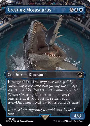 Cresting Mosasaurus (Borderless) (Emblem) (28), Universes Beyond: Jurassic World Collection — Magic card price