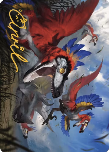 Wrathful Raptors Art Card (Gold-Stamped Signature) (77), Art Series: The Lost Caverns of Ixalan — Magic card price