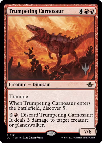 Trumpeting Carnosaur (171), Promo Pack: The Lost Caverns of Ixalan — Magic card price