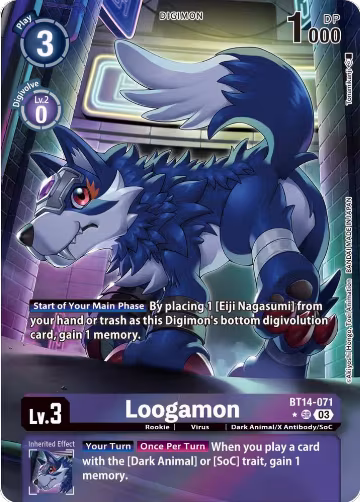 Loogamon (Alternate Art) (BT14-071 SR), Blast Ace — Digimon card price
