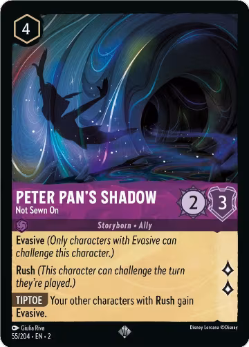 Peter Pan's Shadow - Not Sewn On (55/204), Rise of the Floodborn — Lorcana card price