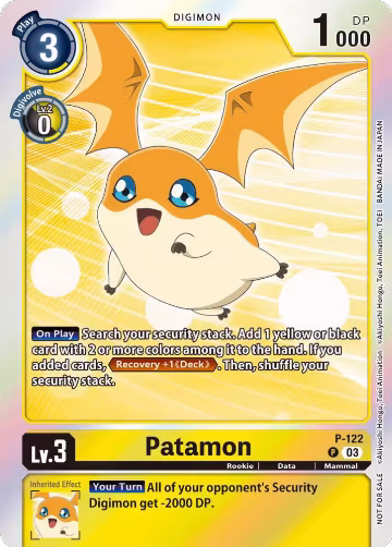 Patamon - P-122 (Tamer Party Pack -The Beginning- Ver. 2.0) (P-122 P), Digimon Promotion Cards — Digimon card price