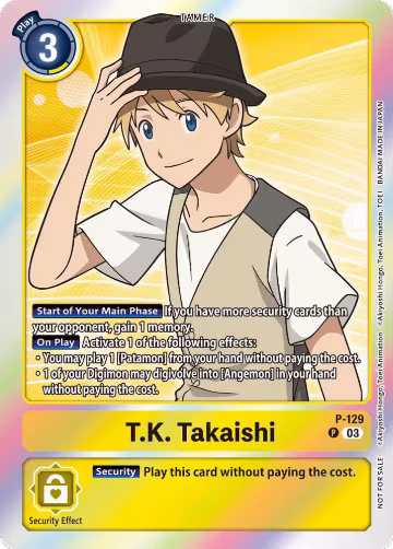 T.K. Takaishi - P-129 (Tamer Party Pack -The Beginning- Ver. 2.0) (P-129 P), Digimon Promotion Cards — Digimon card price
