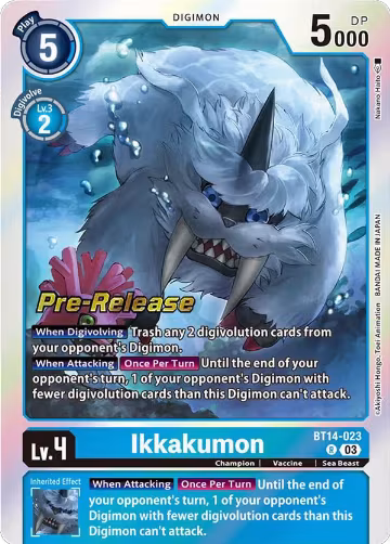Ikkakumon (BT14-023 R), Blast Ace Pre-Release Cards — Digimon card price
