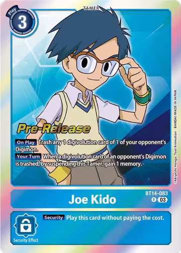 Joe Kido (BT14-083 R), Blast Ace Pre-Release Cards — Digimon card price