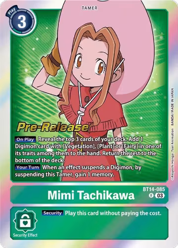 Mimi Tachikawa (BT14-085 R), Blast Ace Pre-Release Cards — Digimon card price