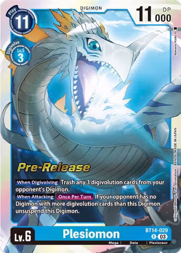 Plesiomon (BT14-029 R), Blast Ace Pre-Release Cards — Digimon card price