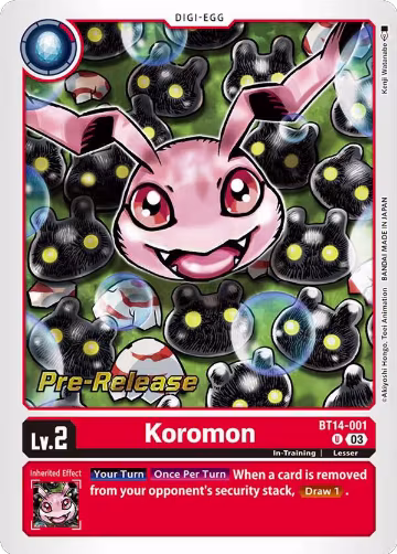 Koromon (BT14-001 U), Blast Ace Pre-Release Cards — Digimon card price