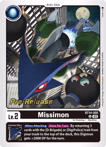 Missimon (BT14-005 U), Blast Ace Pre-Release Cards — Digimon card price