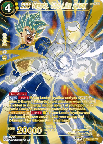 SSB Vegeta, God-Like Power (SPR) (BT23-115), Perfect Combination — DB Super card price