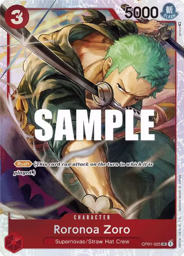 Roronoa Zoro - OP01-025 (Ultra Deck: The Three Captains) (OP01-025), One Piece Promotion Cards — One Piece card price