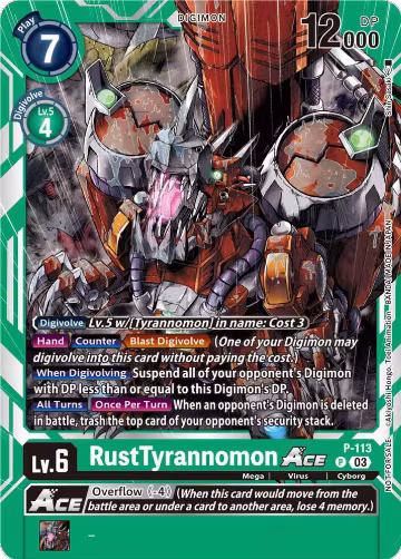 RustTyrannomon ACE - P-113 (3rd Anniversary Survey Pack) (P-113 P), Digimon Promotion Cards — Digimon card price