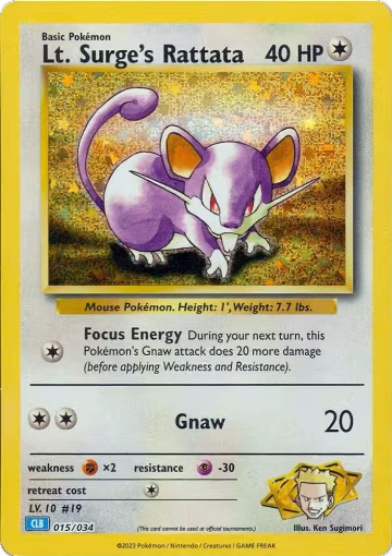 Lt. Surge's Rattata (015/034), Trading Card Game Classic — Pokémon card price