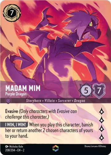 Madam Mim - Purple Dragon (Enchanted) (208/204), Rise of the Floodborn — Lorcana card price