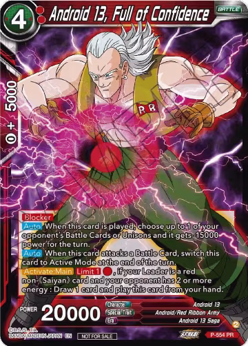 Android 13, Full of Confidence (Zenkai Series Tournament Pack Vol.6) (P-554), Tournament Promotion Cards — DB Super card price
