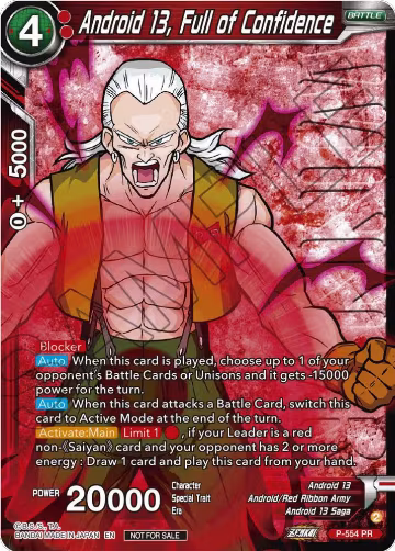Android 13, Full of Confidence (Zenkai Series Tournament Pack Vol.6) (Winner) (P-554), Tournament Promotion Cards — DB Super card price