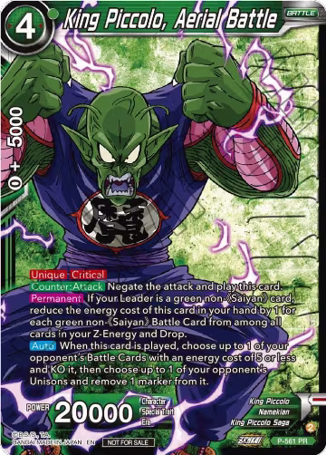 King Piccolo, Aerial Battle (Zenkai Series Tournament Pack Vol.6) (Winner) (P-561), Tournament Promotion Cards — DB Super card price