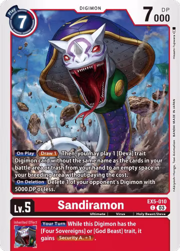 Sandiramon (EX5-010 C), Animal Colosseum — Digimon card price