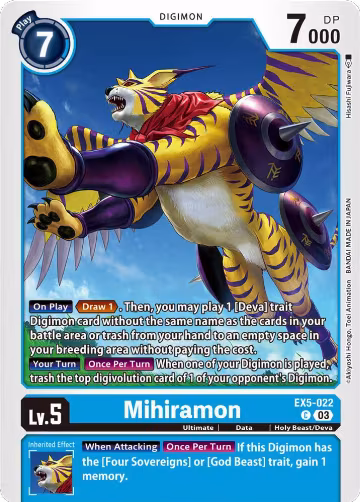 Mihiramon (EX5-022 C), Animal Colosseum — Digimon card price