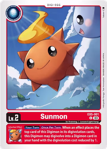 Sunmon (EX5-001 U), Animal Colosseum — Digimon card price