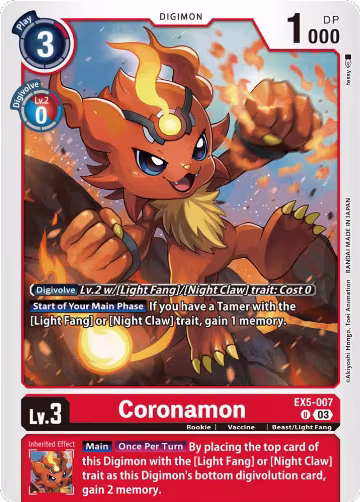Coronamon (EX5-007 U), Animal Colosseum — Digimon card price
