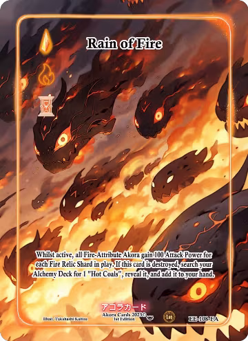 Rain of Fire (Full Art) (EE-108-FA), Eternal Echoes [1st Edition] — Akora card price
