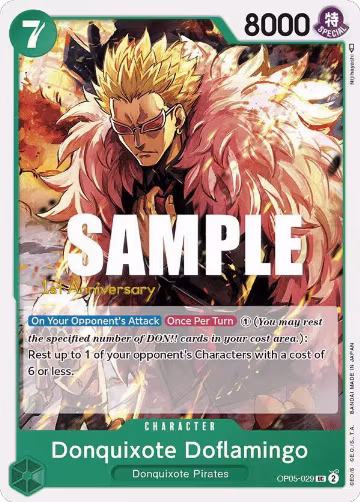 Donquixote Doflamingo (029) (OP05-029), Awakening of the New Era: 1st Anniversary Tournament Cards — One Piece card price