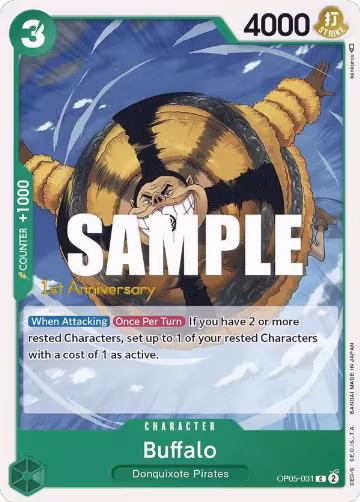 Buffalo (OP05-031), Awakening of the New Era: 1st Anniversary Tournament Cards — One Piece card price