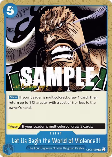 Let Us Begin the World of Violence!! (OP05-059), Awakening of the New Era: 1st Anniversary Tournament Cards — One Piece card price