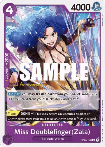 Miss Doublefinger(Zala) (OP05-073), Awakening of the New Era: 1st Anniversary Tournament Cards — One Piece card price