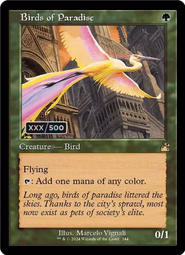 Birds of Paradise (Retro Frame) (Serial Numbered) (344), Ravnica Remastered — Magic card price