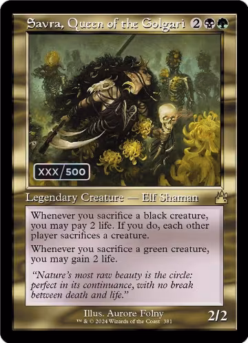 Savra, Queen of the Golgari (Retro Frame) (Serial Numbered) (381), Ravnica Remastered — Magic card price