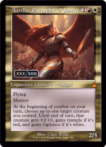 Aurelia, Exemplar of Justice (Retro Frame) (Serial Numbered) (356), Ravnica Remastered — Magic card price