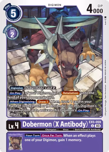 Dobermon (X Antibody) (EX5-059 U), Animal Colosseum — Digimon card price
