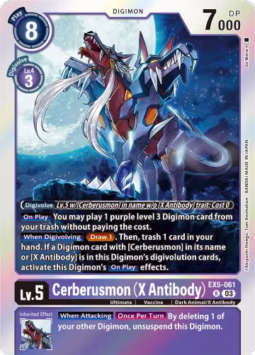 Cerberusmon (X Antibody) (EX5-061 R), Animal Colosseum — Digimon card price
