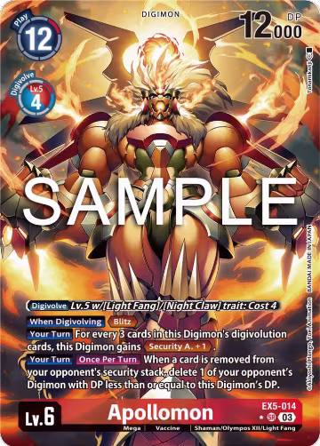 Apollomon (Alternate Art) (EX5-014 SR), Animal Colosseum — Digimon card price