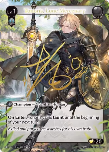 Tonoris, Lone Mercenary (CSR) (ALC1E) (012), Alchemical Revolution — Grand Archive card price
