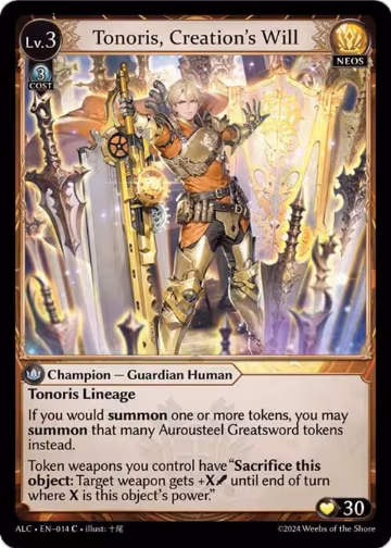 Tonoris, Creation's Will (014), Alchemical Revolution — Grand Archive card price