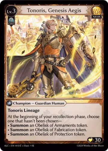 Tonoris, Genesis Aegis (015), Alchemical Revolution — Grand Archive card price
