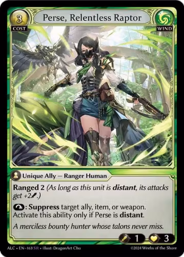 Perse, Relentless Raptor (163), Alchemical Revolution — Grand Archive card price