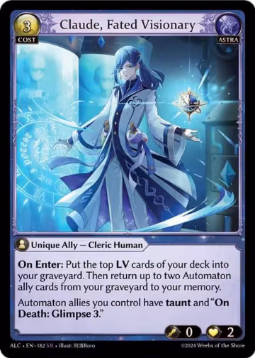 Claude, Fated Visionary (182), Alchemical Revolution — Grand Archive card price