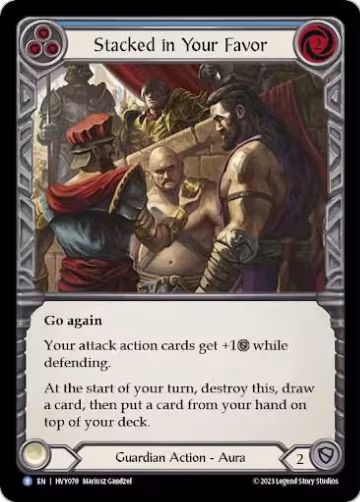 Stacked in Your Favor (Blue) (HVY070), Heavy Hitters — Flesh & Blood card price