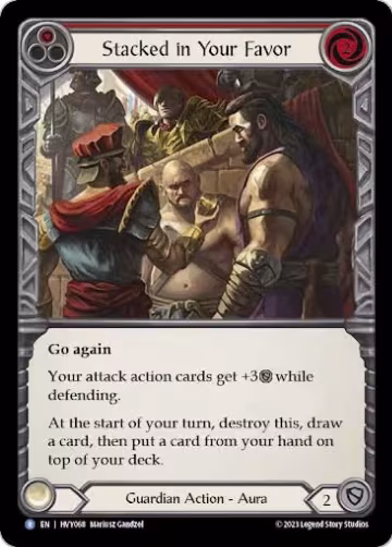 Stacked in Your Favor (Red) (HVY068), Heavy Hitters — Flesh & Blood card price
