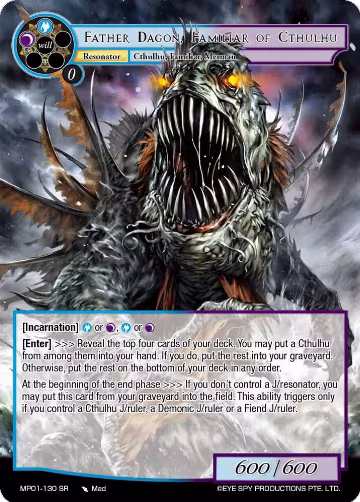 Father Dagon, Familiar of Cthulhu (MP01-130 SR), Masterpiece "Pilgrim-Memories" — Force of Will card price