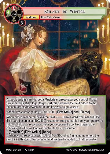 Milady de Winter (MP01-054 SR), Masterpiece "Pilgrim-Memories" — Force of Will card price