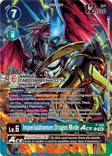 Imperialdramon: Dragon Mode ACE - P-109 (BANDAI Card Games Fest 23-24 World Tour) (P-109 P), Digimon Promotion Cards — Digimon card price