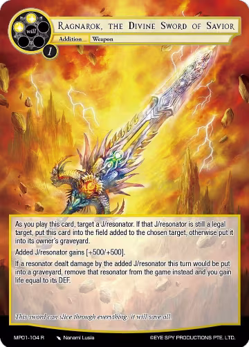 Ragnarok, the Divine Sword of Savior (MP01-104 R), Masterpiece "Pilgrim-Memories" — Force of Will card price