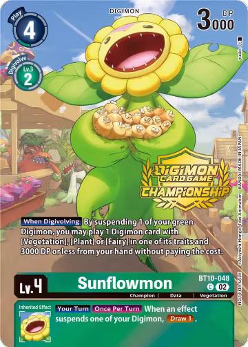 Sunflowmon (Championship 2023 Tamers Pack) (BT10-048 C), Xros Encounter — Digimon card price